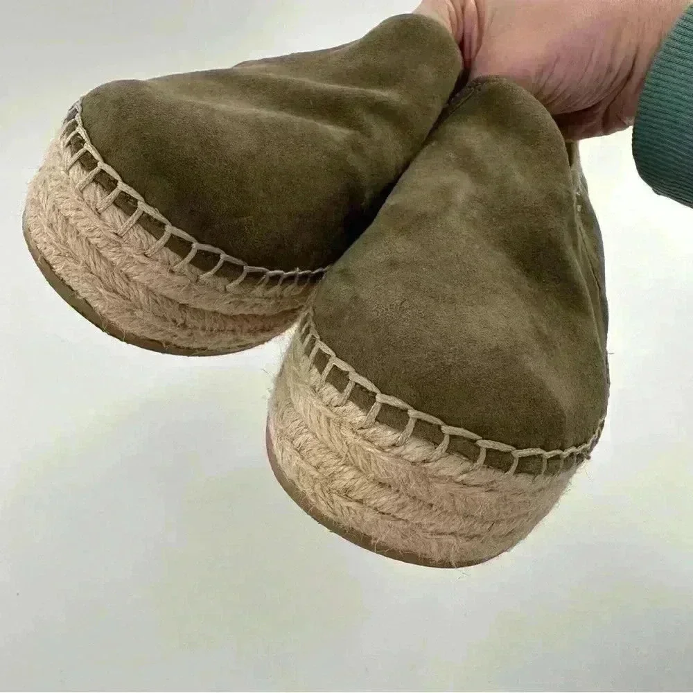 Sam Edelman Carrin flats size 10.5 40.5 army green suede flatform Espadrilles